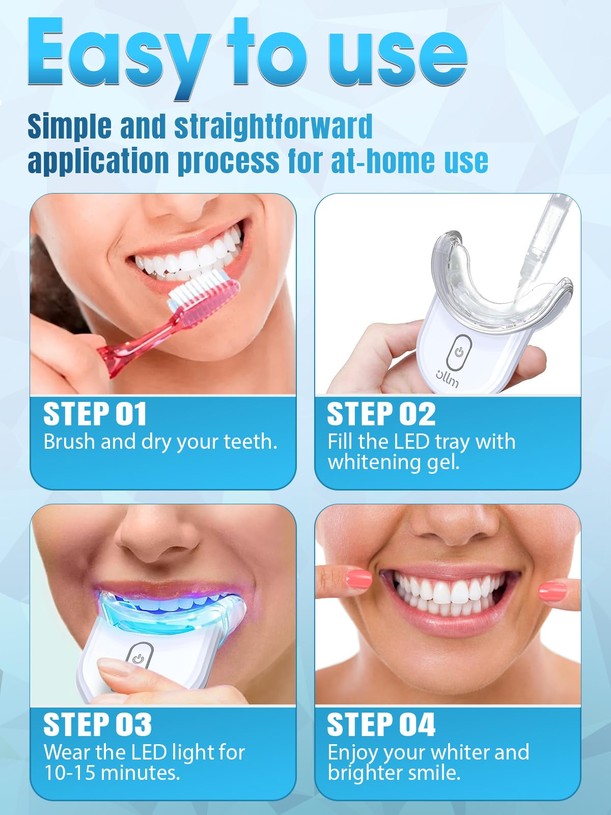 Soft silicone mouth trays included in the kit