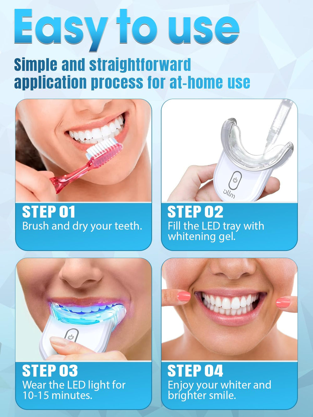 Soft silicone mouth trays included in the kit