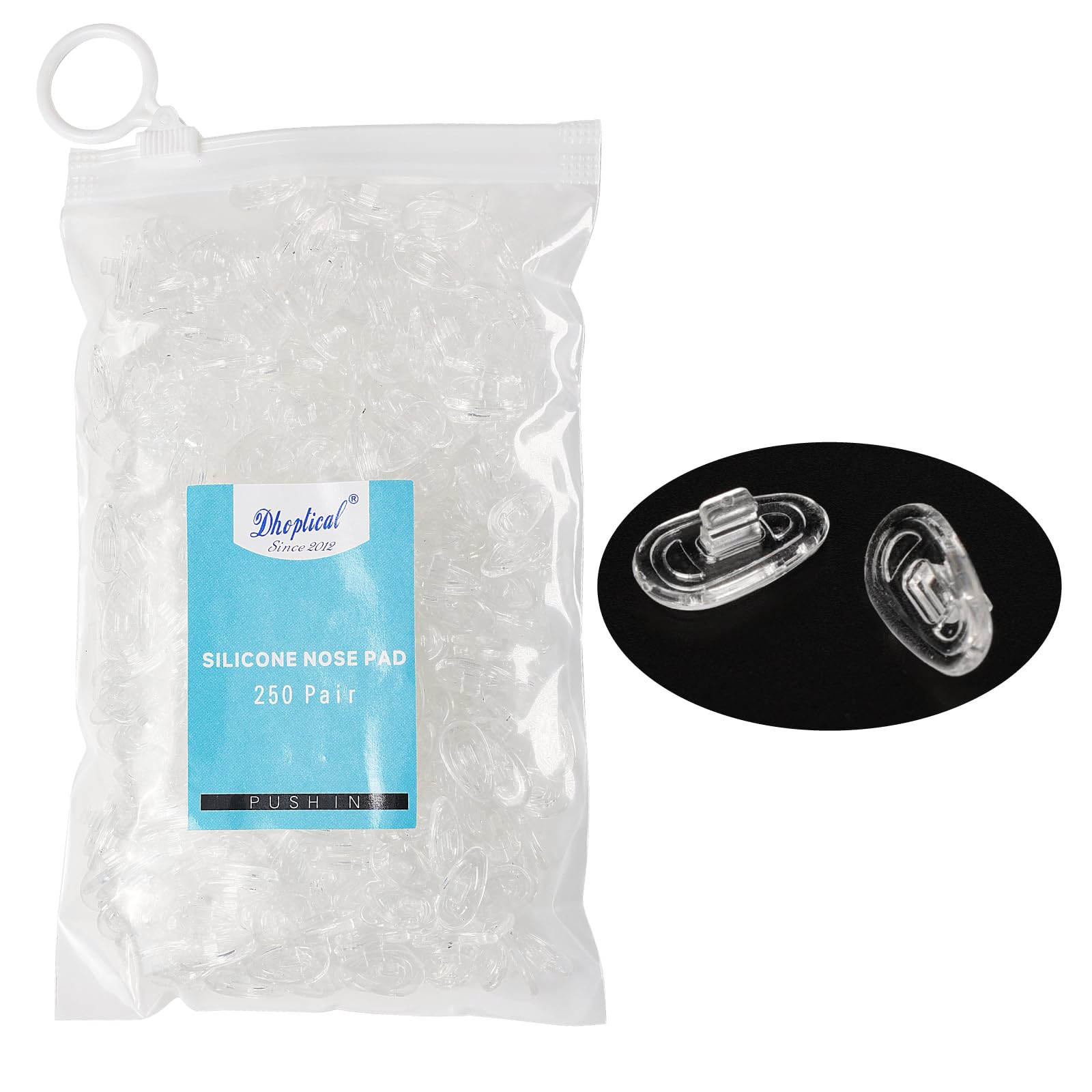 Oval 15mm silicone nose pad for eyeglasses - push-in style