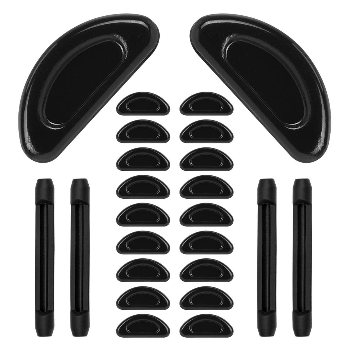 Ten pairs of black silicone nose pads for eyeglasses