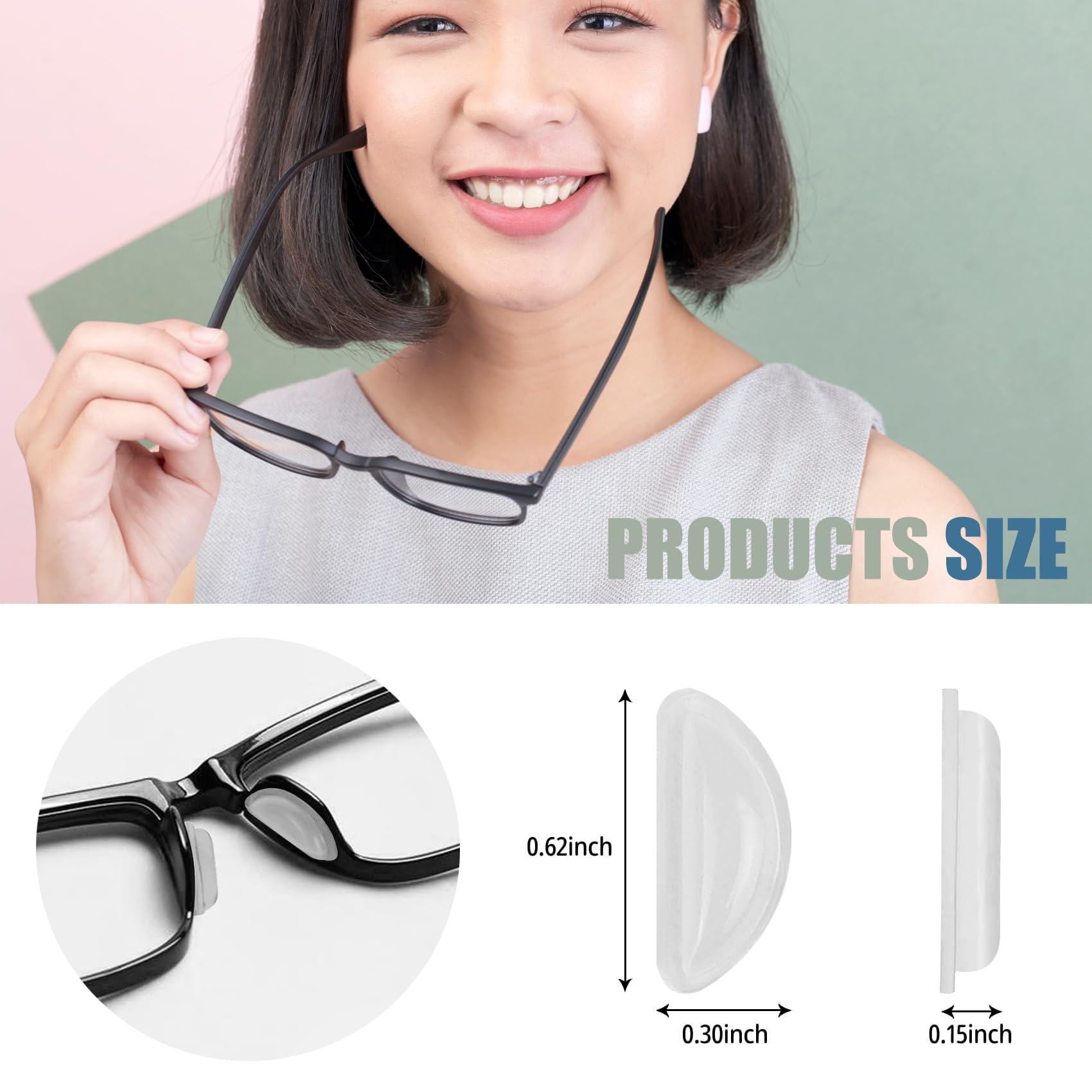 Close-up of adhesive silicone nose pads for glasses