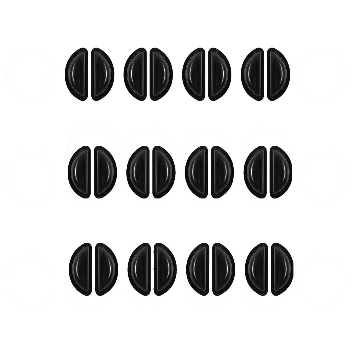 12 pairs of black silicone nose pads for eyeglasses
