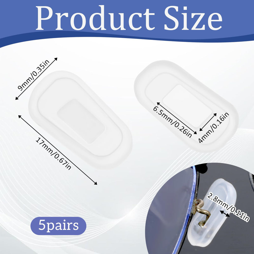 Pack of five pairs of silicone nose pads for eyeglasses
