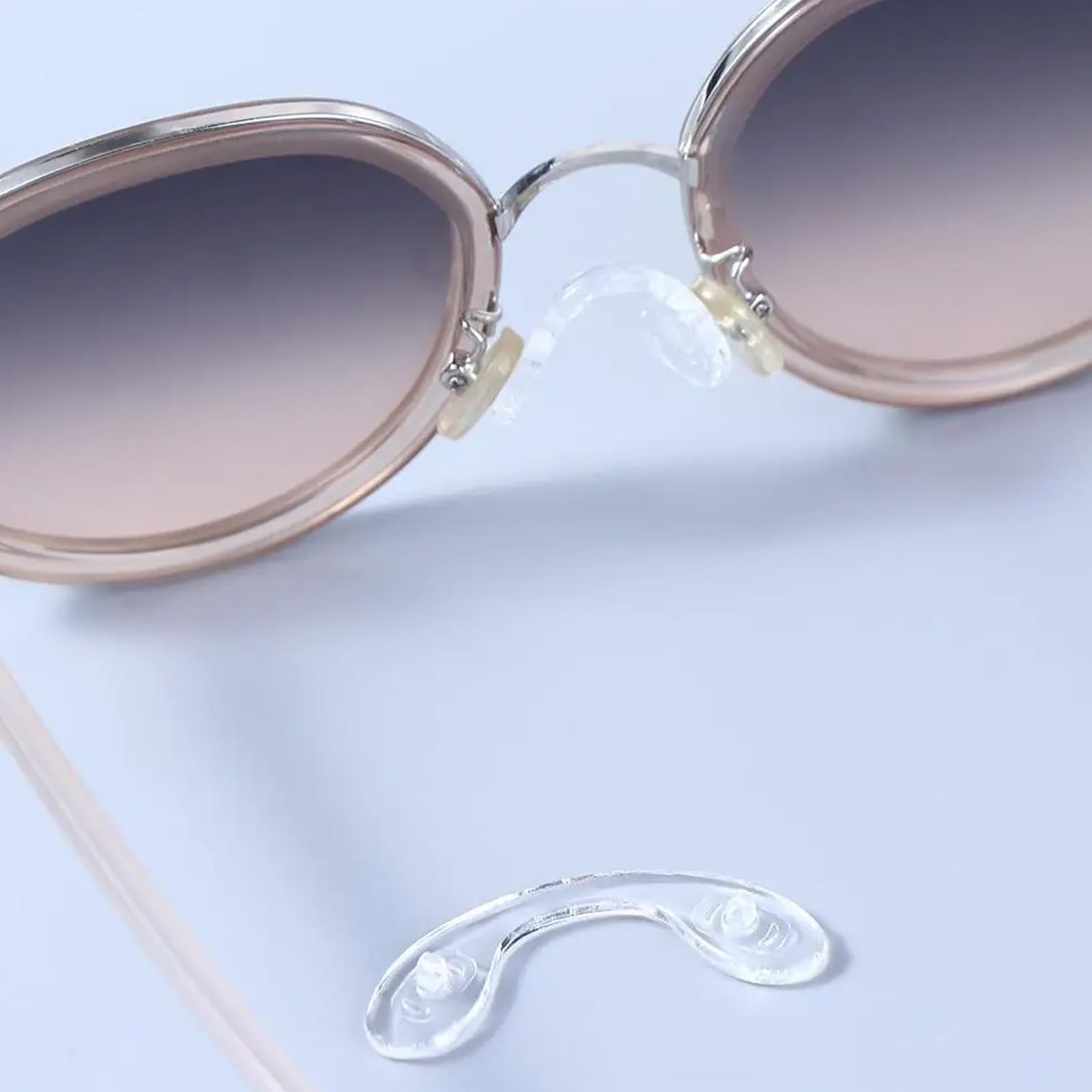 Odorless, skin-safe silicone nose pads on glasses