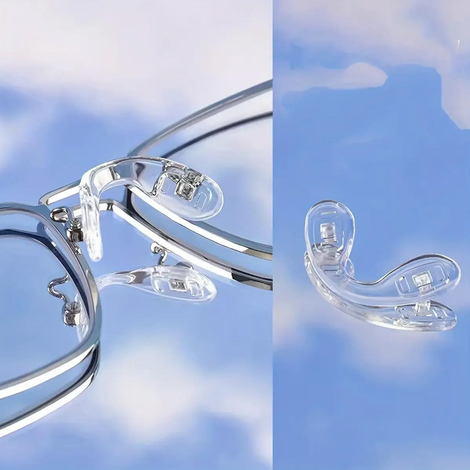 Hands installing nose pads with included screwdriver