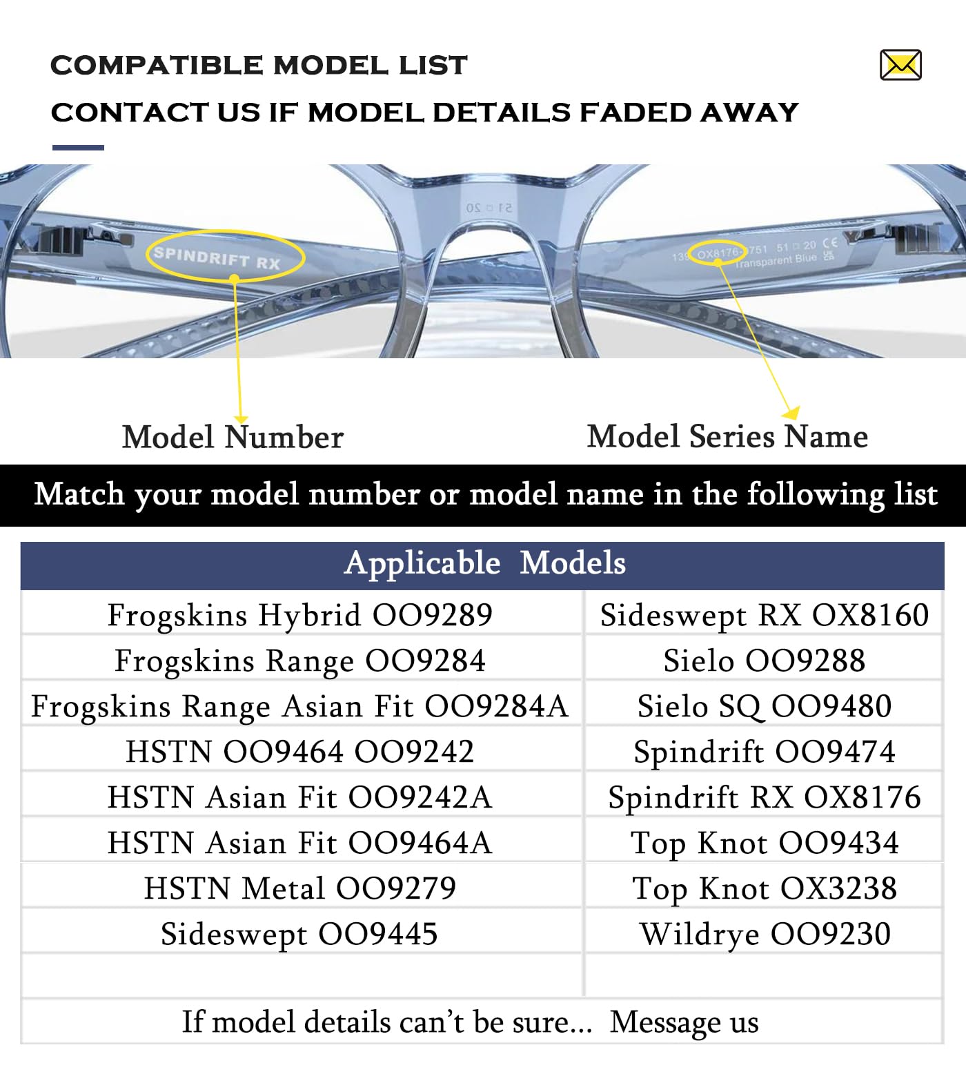 Black large-size silicone nose pads for Oakley Spindrift OO9474 / OX8176