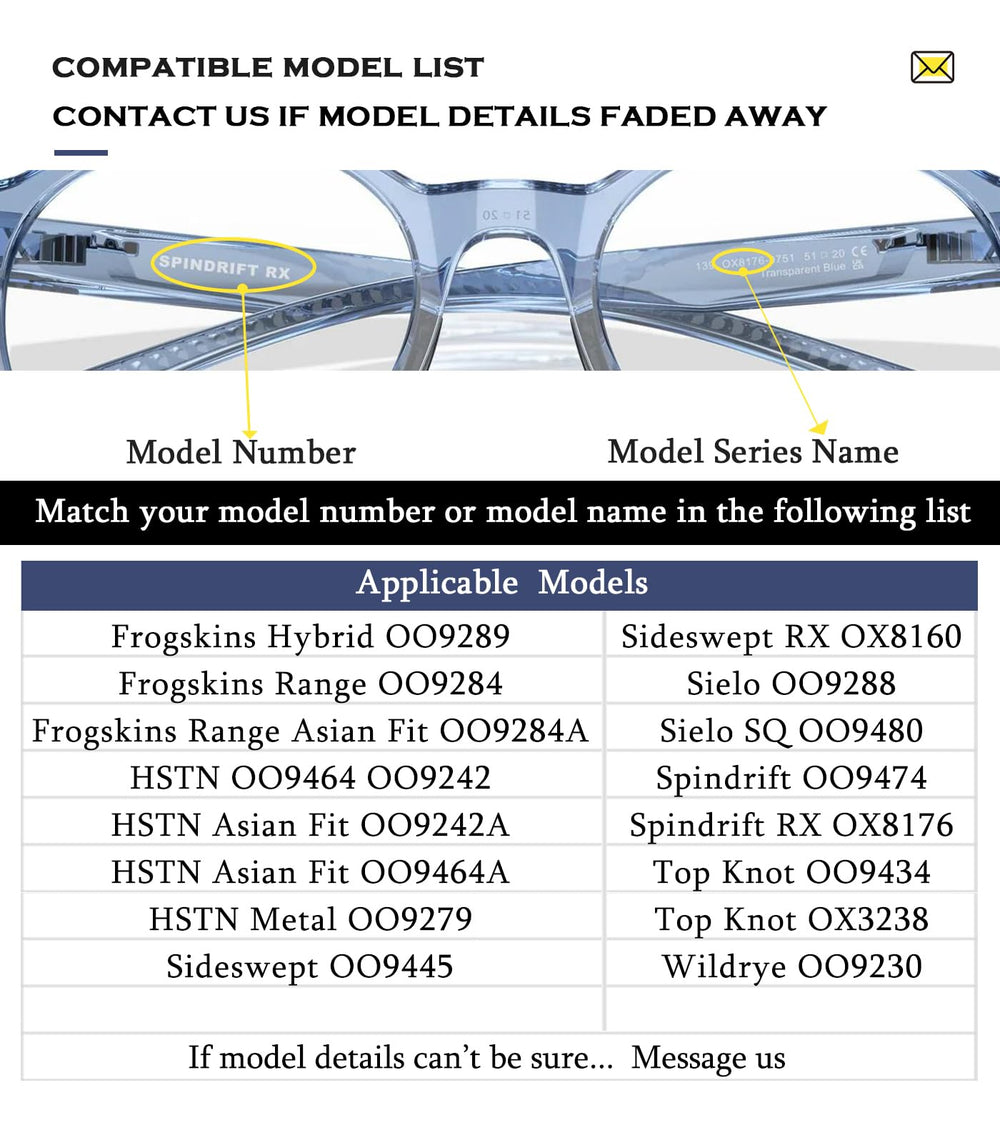 Black large-size silicone nose pads for Oakley Spindrift OO9474 / OX8176
