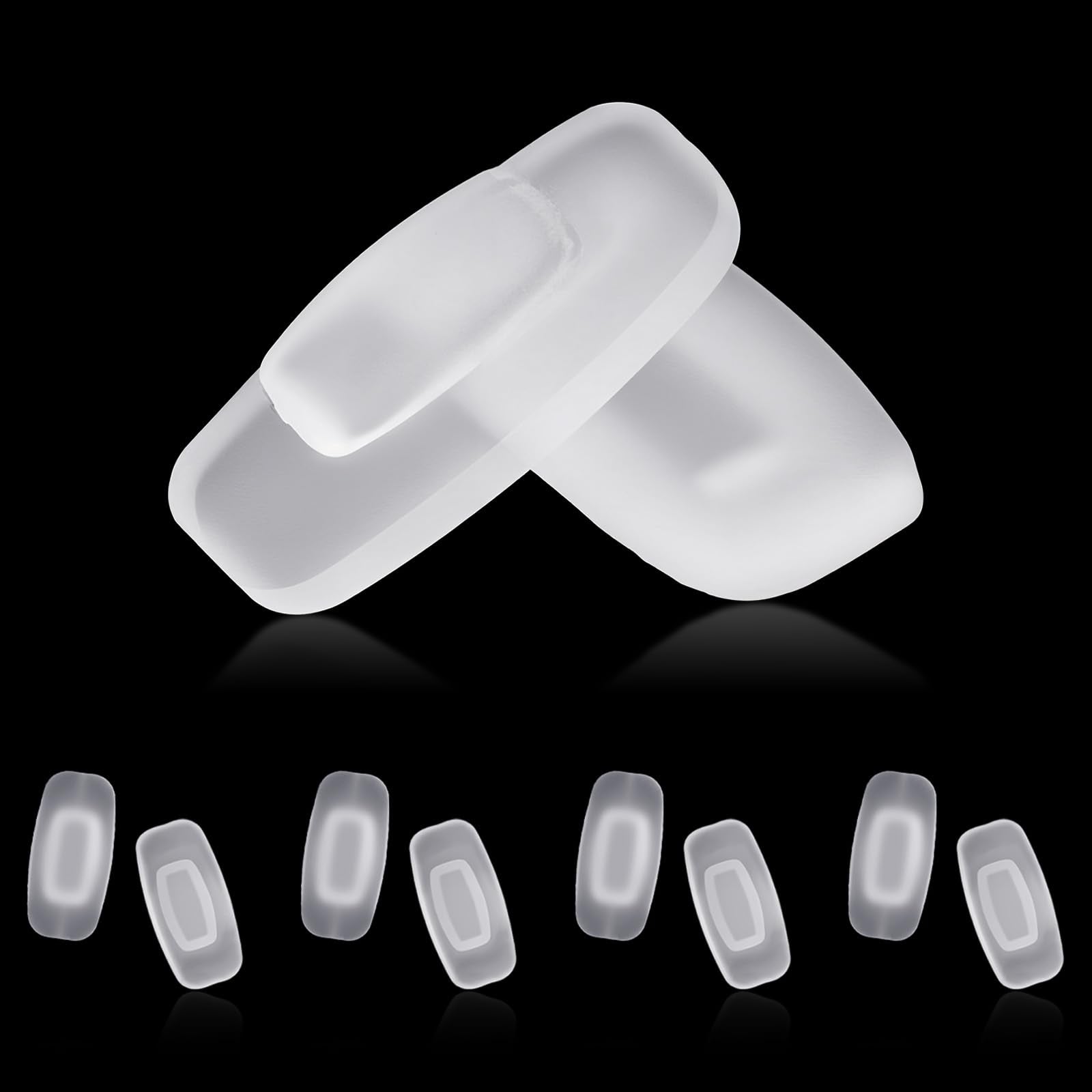 Soft silicone nose pads in white and transparent