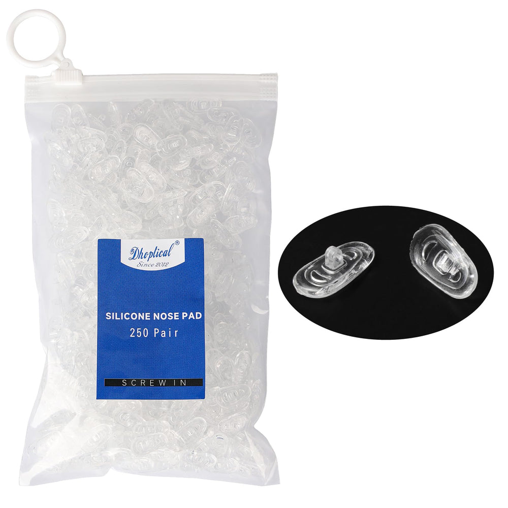 Oval silicone nose pad for eyeglasses, 15mm screw-in