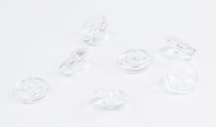 Close-up of round silicone nose pads for eyeglasses, 9mm screw-fit
