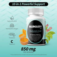 Close-up of SILKMYST capsules with 850mg Hyaluronic Acid label