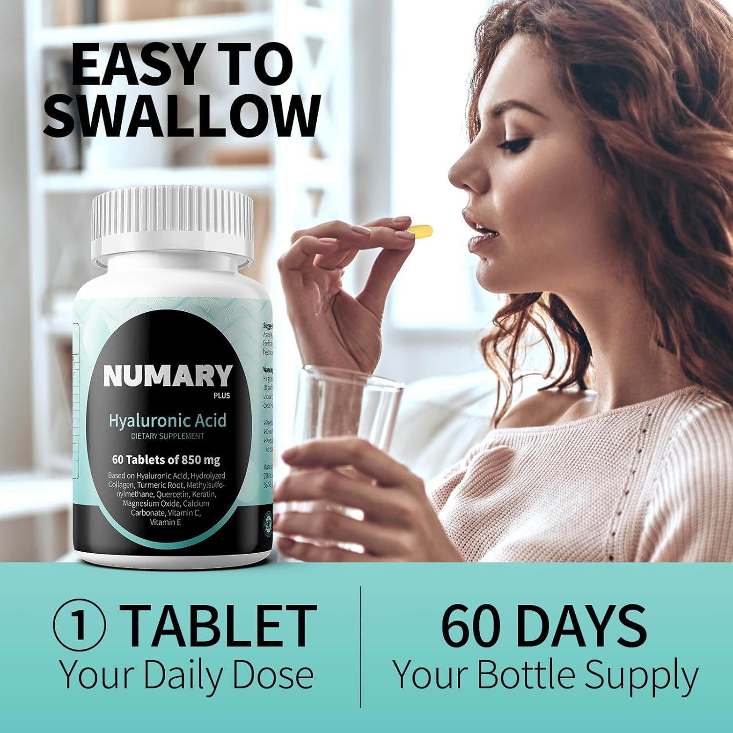 Lifestyle shot of SILKMYST bottle with a glass of water