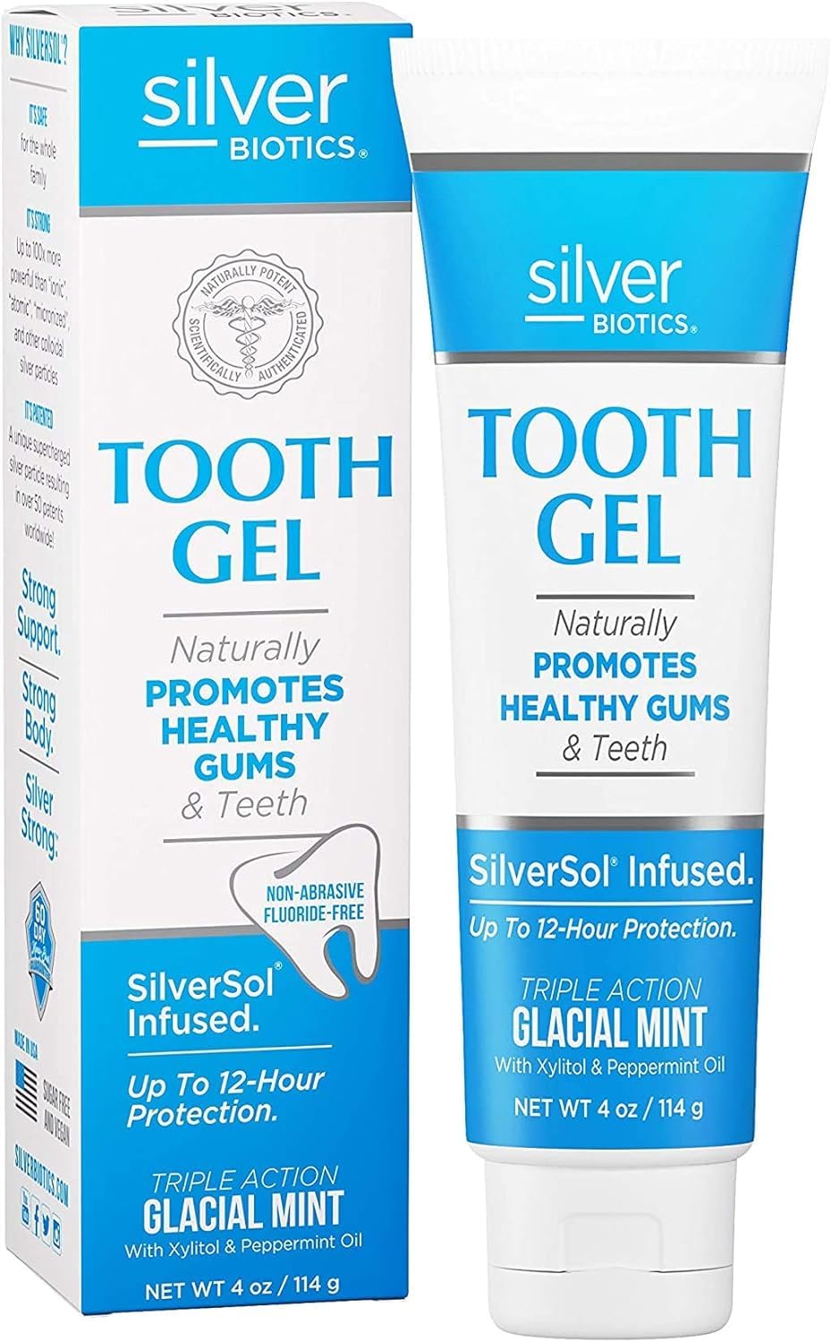 Silver Biotics Tooth Gel with Glacial Mint flavor, 4 oz bottle