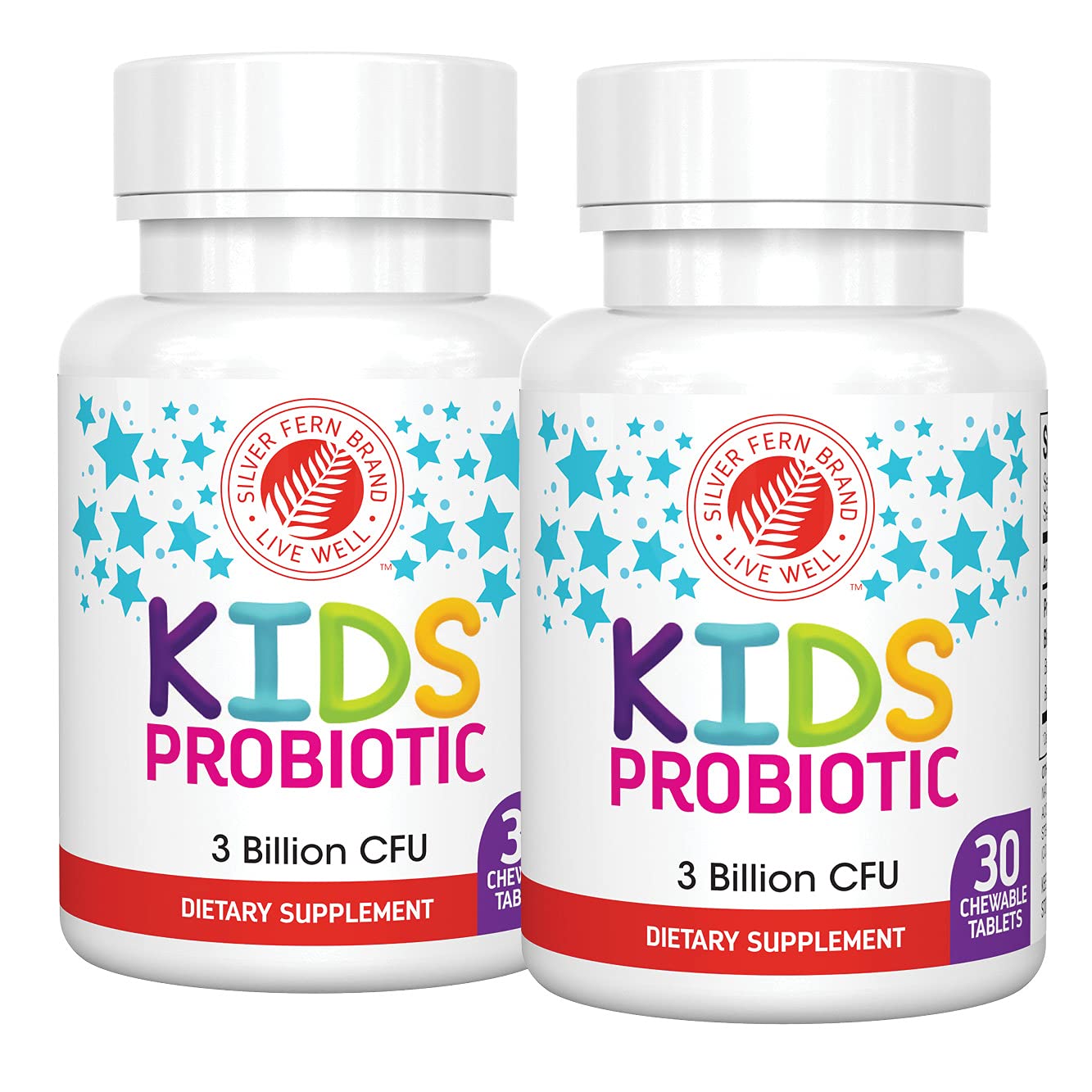 Two-bottle Silver Fern Kids Ultimate Probiotic display