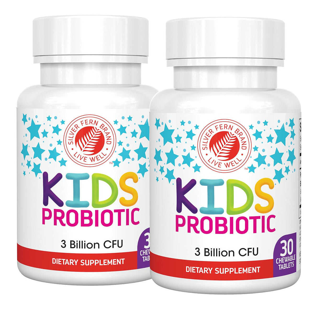 Two-bottle Silver Fern Kids Ultimate Probiotic display
