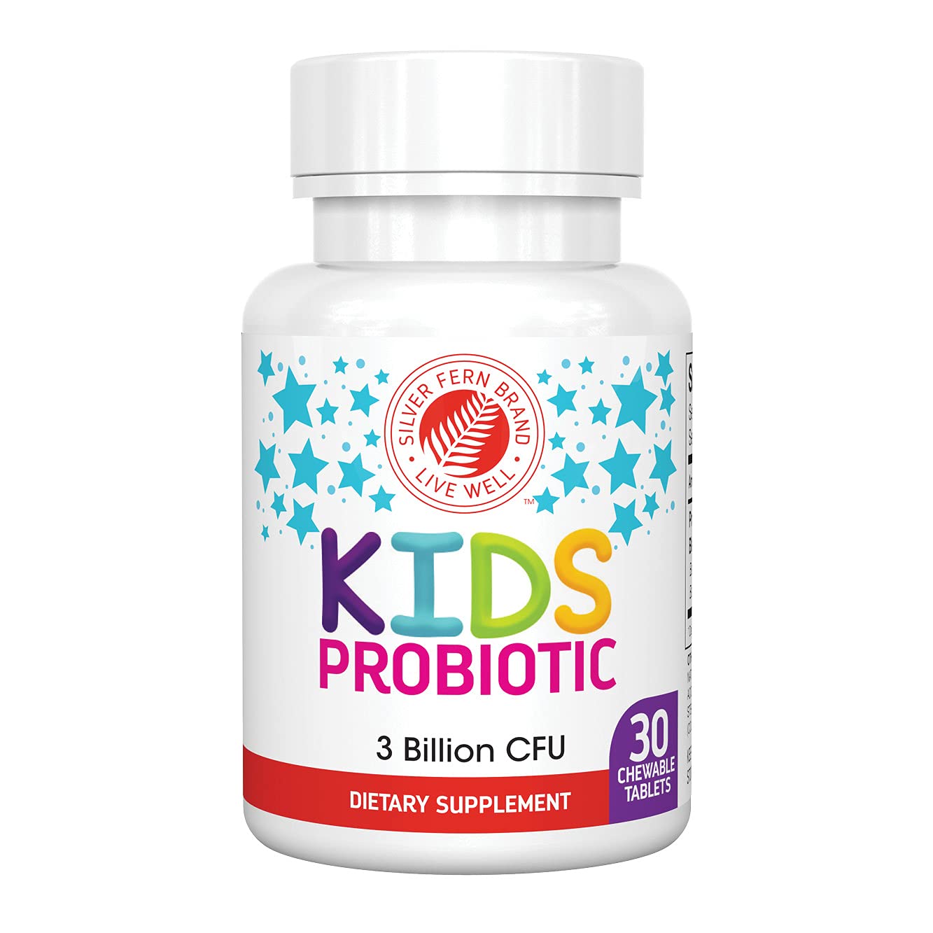Silver Fern Brand Kids Ultimate Probiotic bottle with 30 berry chewables