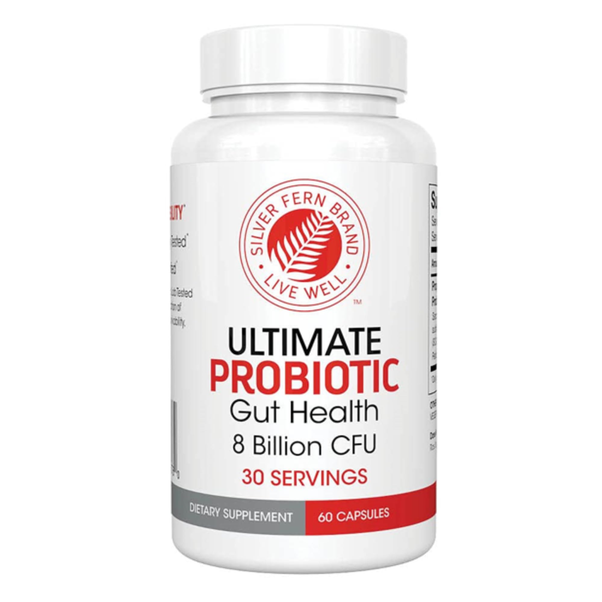 Bottle of Silver Fern Brand Ultimate Probiotic with capsules