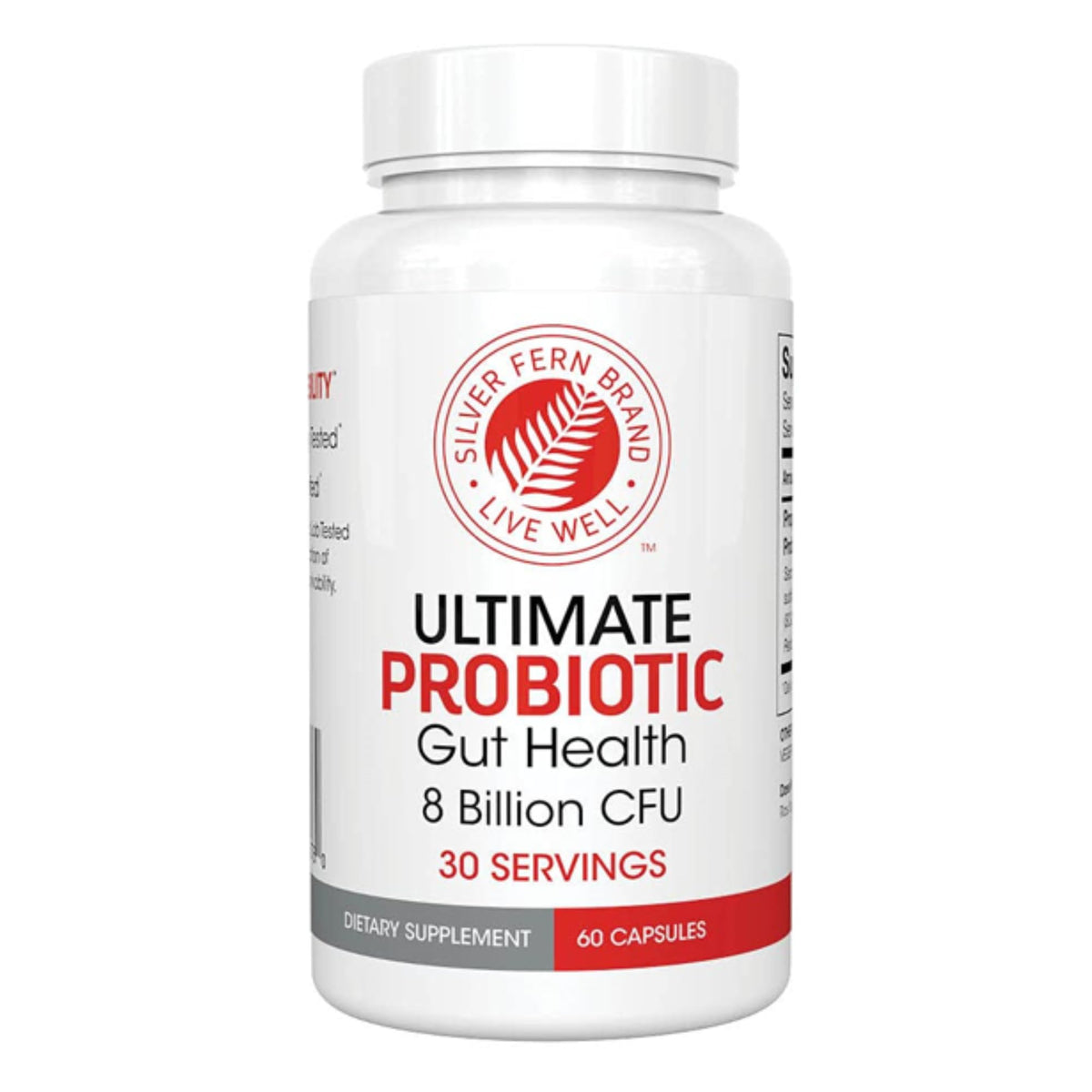 Bottle of Silver Fern Brand Ultimate Probiotic with capsules