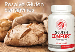Gluten Comfort label showing 60 capsules per bottle