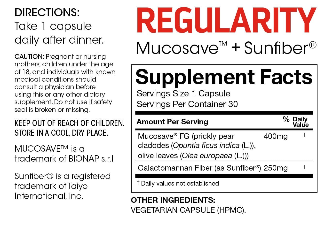 Front view of Silver Fern Regularity Digestive Supplement Capsules.