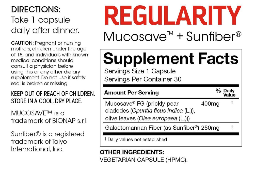 Front view of Silver Fern Regularity Digestive Supplement Capsules.