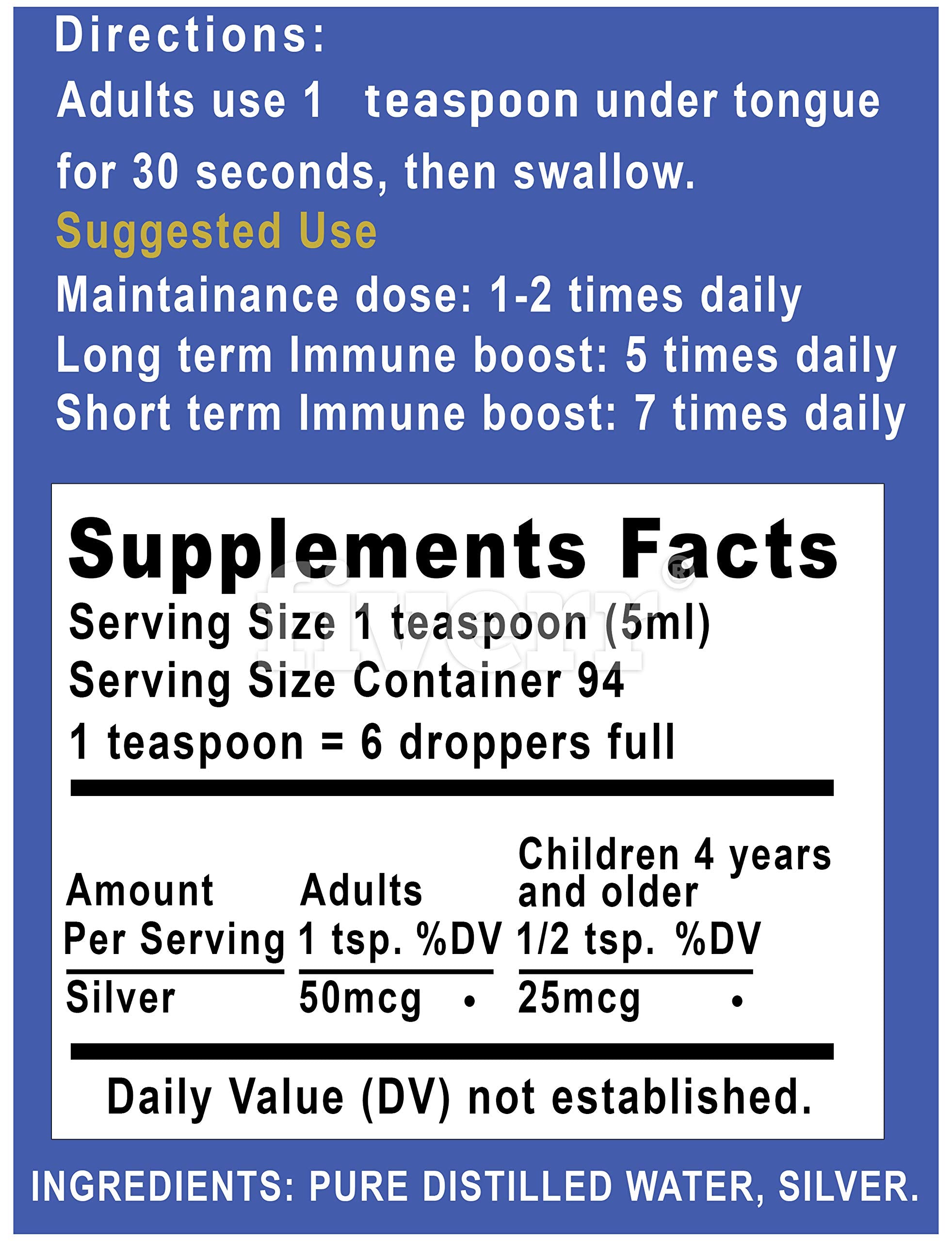 USA-made colloidal silver solution in a glass bottle (99.999% silver)