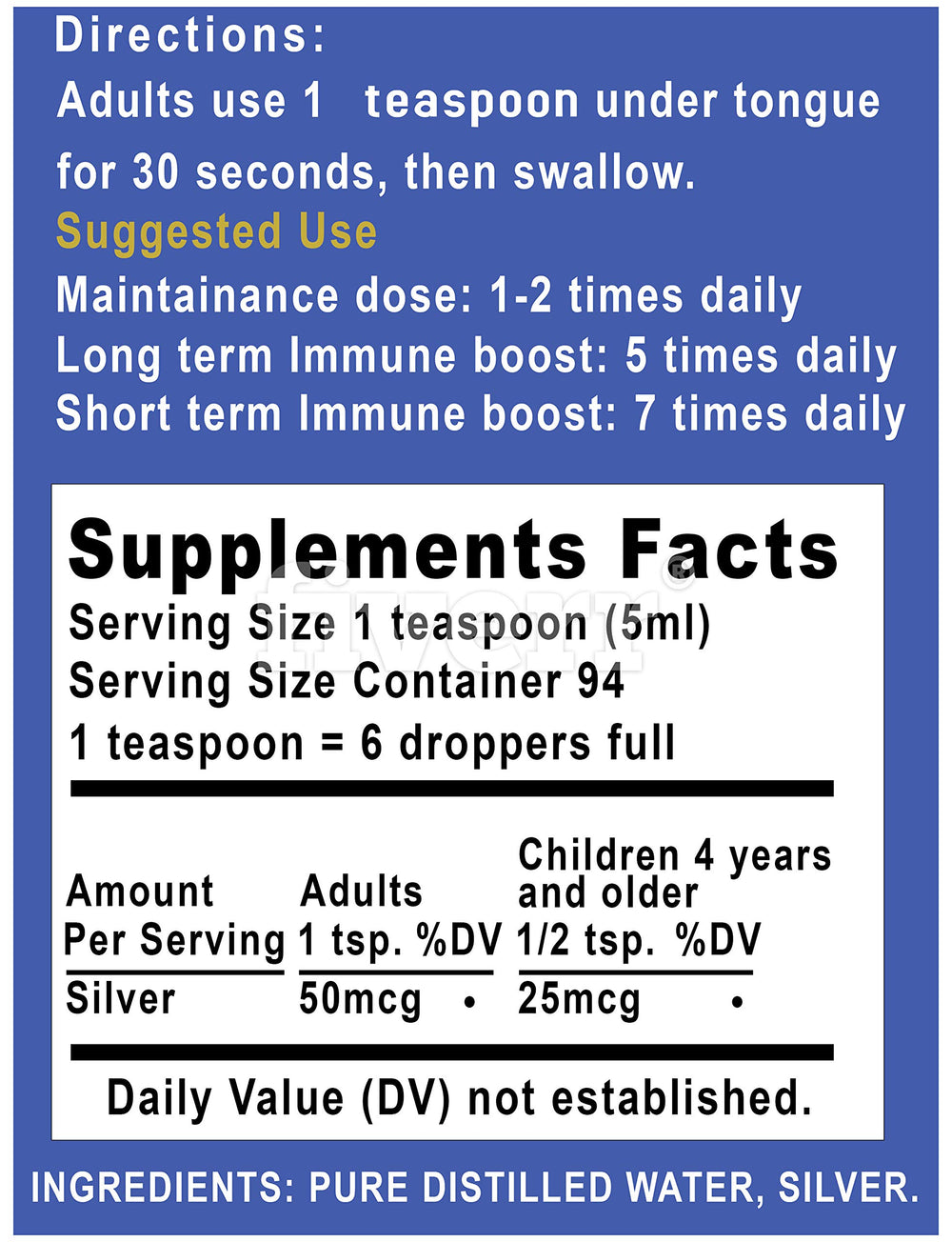 USA-made colloidal silver solution in a glass bottle (99.999% silver)