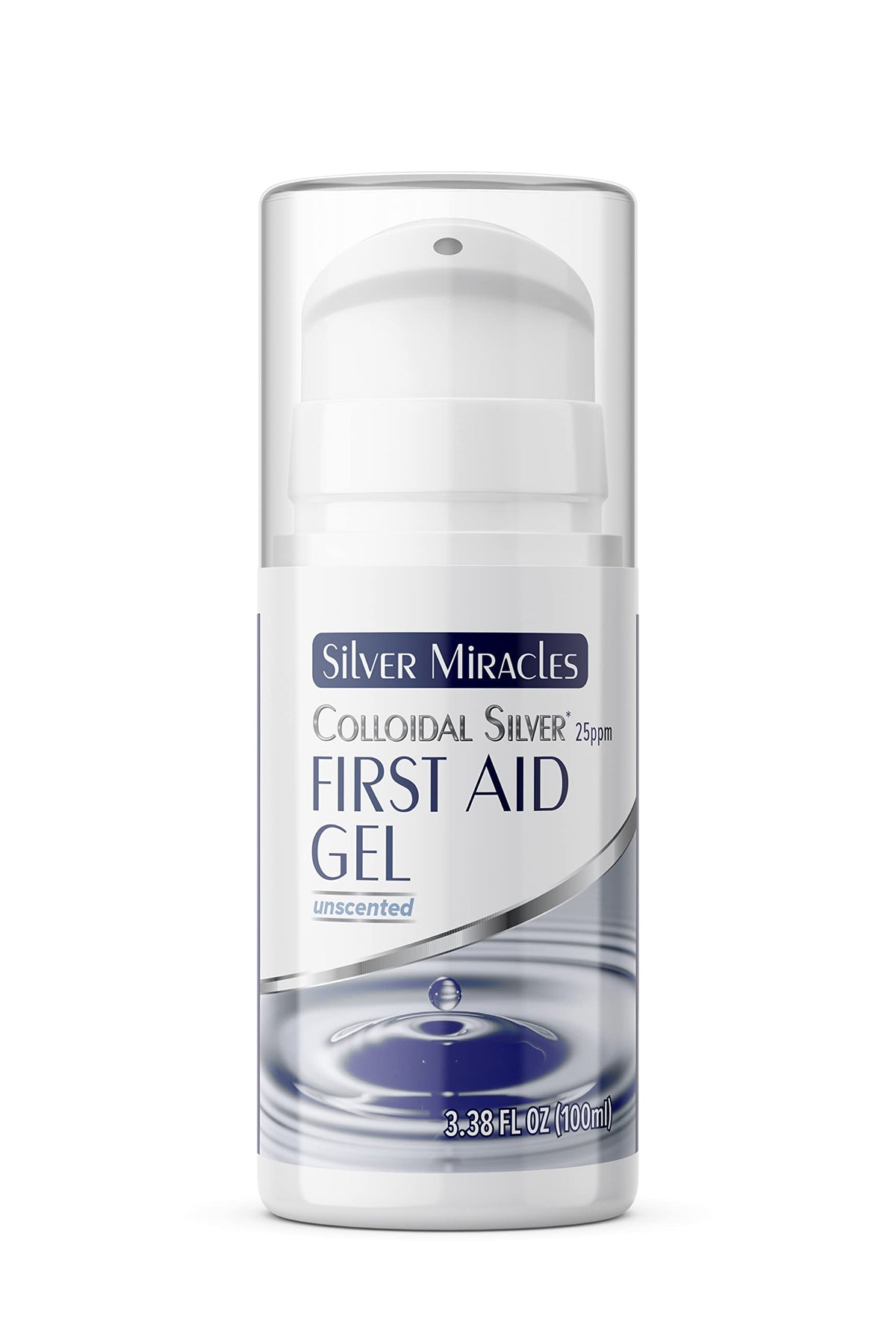 Silver Miracles Colloidal Silver First Aid Gel in airless bottle