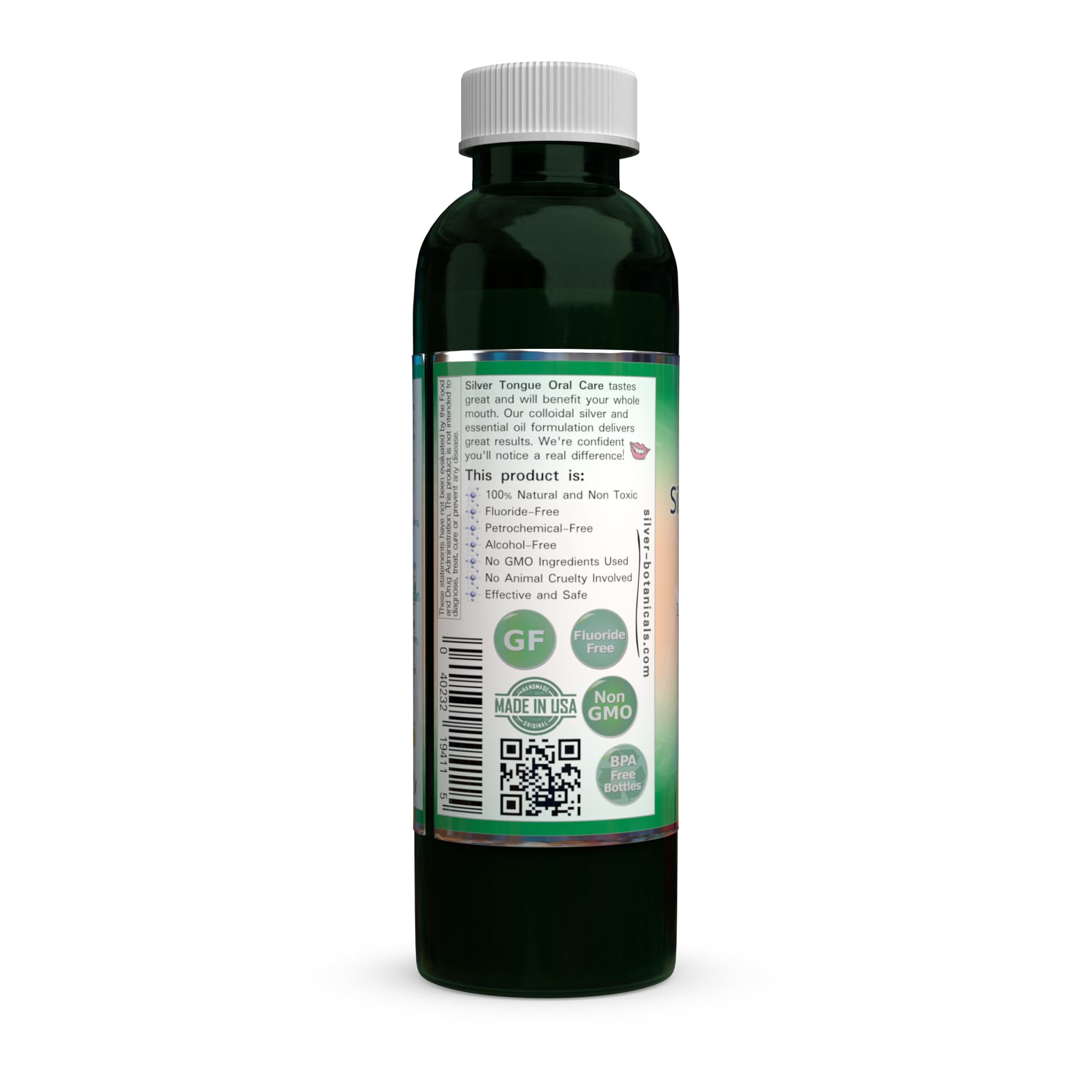 Product packaging for Silver Tongue Oral Care Mouthwash