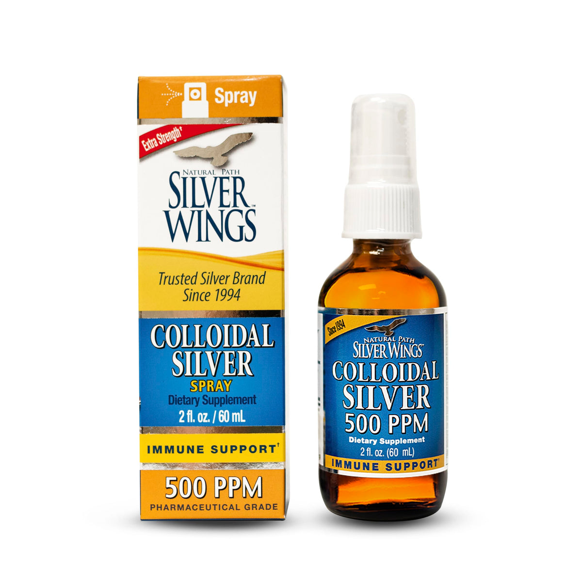 Natural Path Silver Wings colloidal silver bottle front label