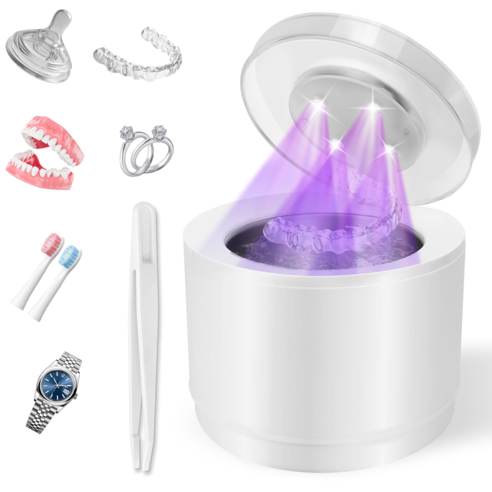 Simfree Ultrasonic Retainer Cleaner on white background