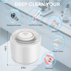 Close-up of 45kHz ultrasonic cleaning chamber with lid