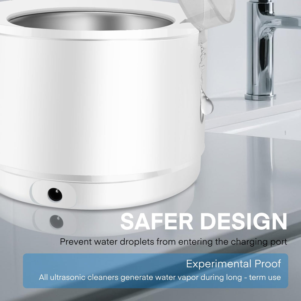 White Simfree Ultrasonic Cleaner in lifestyle shot