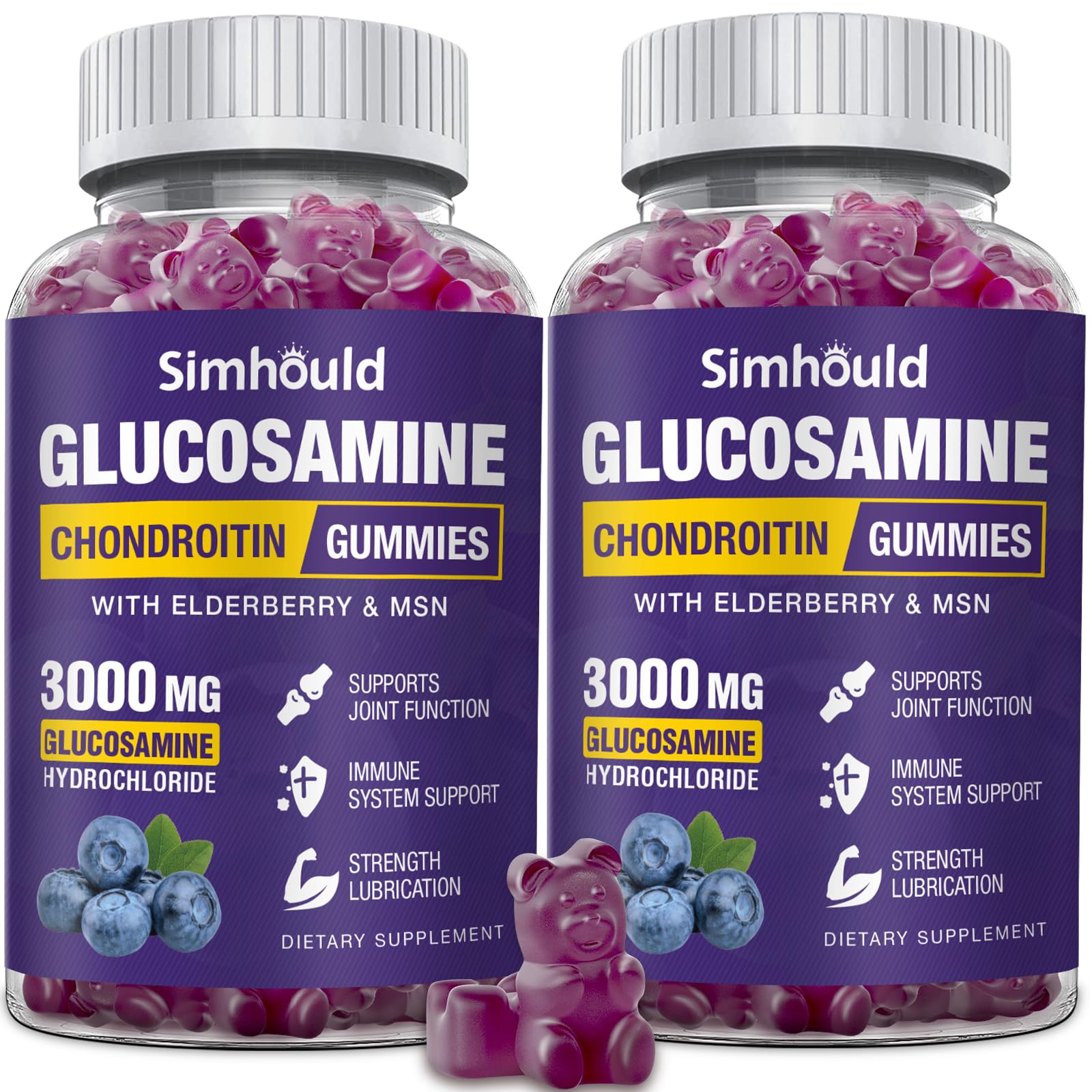 Simhould 2 Packs Glucosamine Chondroitin Gummies bottle on shelf