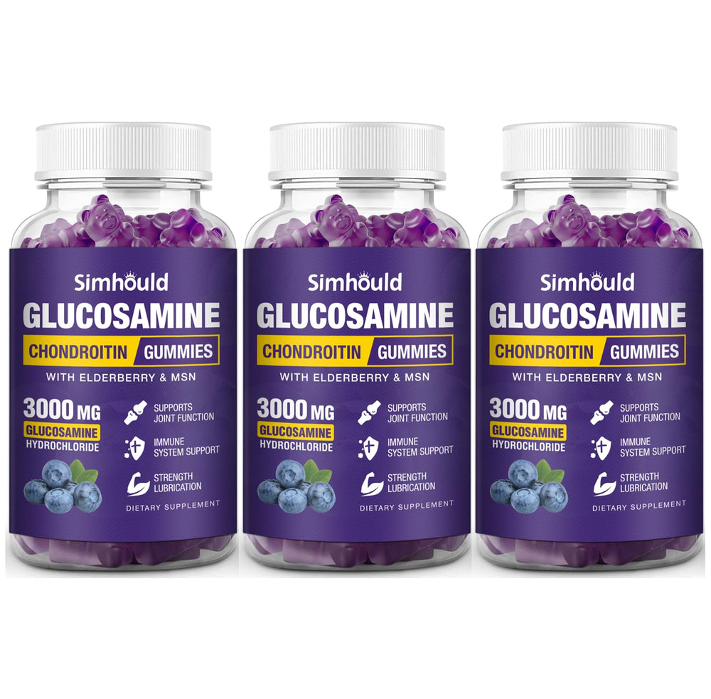 Front view of Simhould 3 Packs Glucosamine Chondroitin Gummies bottle