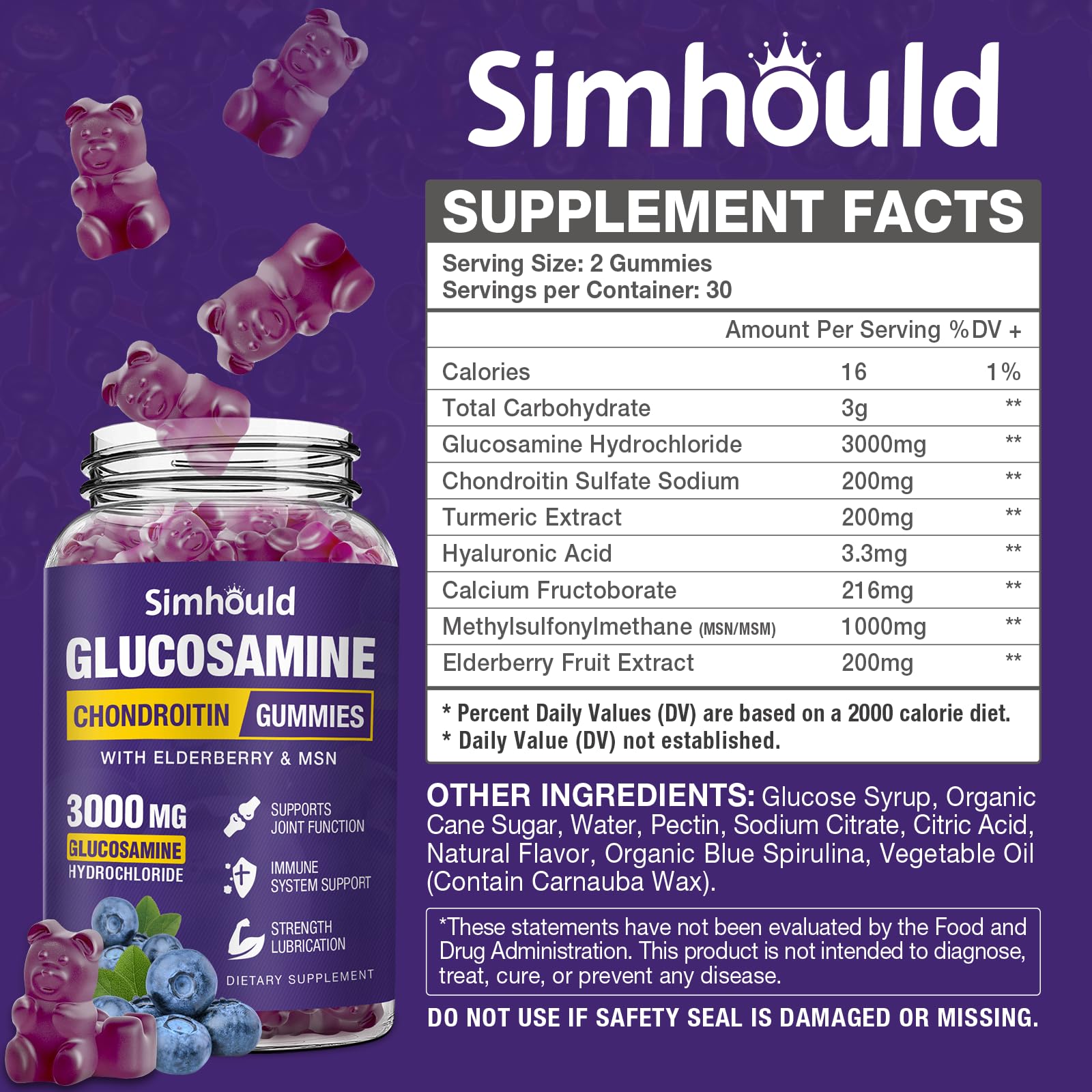 Close-up of Simhould glucosamine chondroitin gummies texture