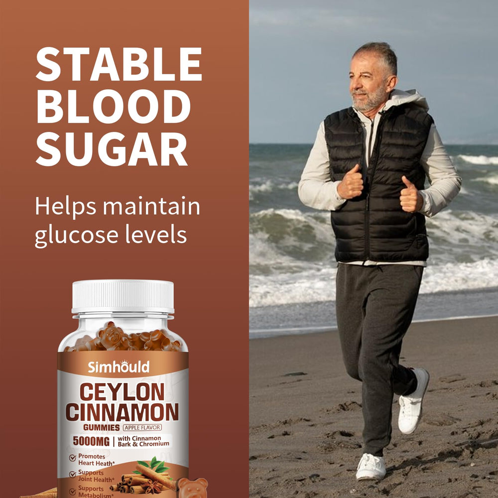 Simhould ingredient label close-up, displays cinnamon and botanical blend benefit