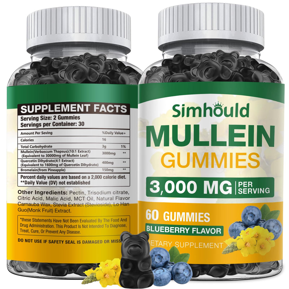 Front view of Simhould Mullein Gummies packaging