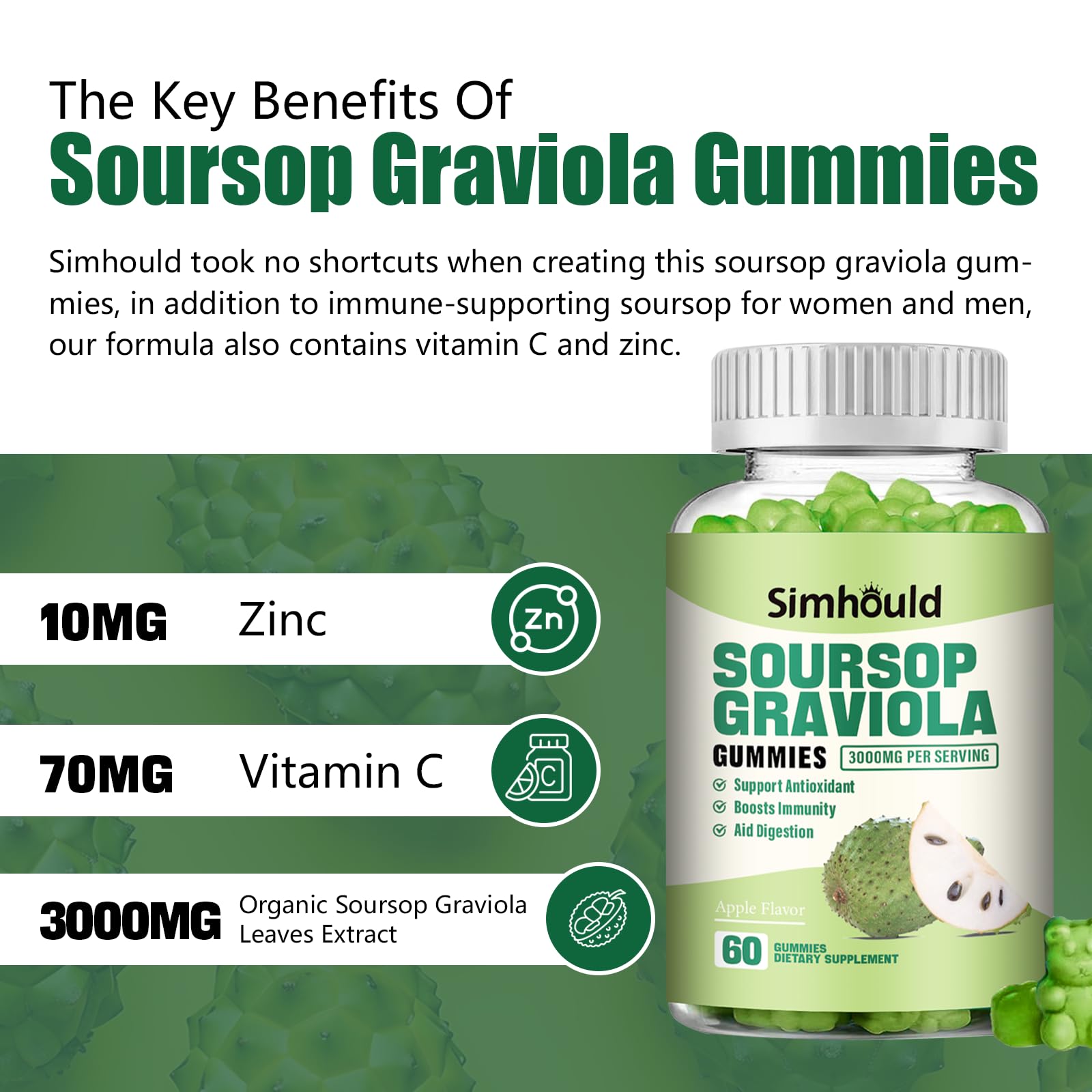 Simhould Soursop Graviola Gummies bottle label