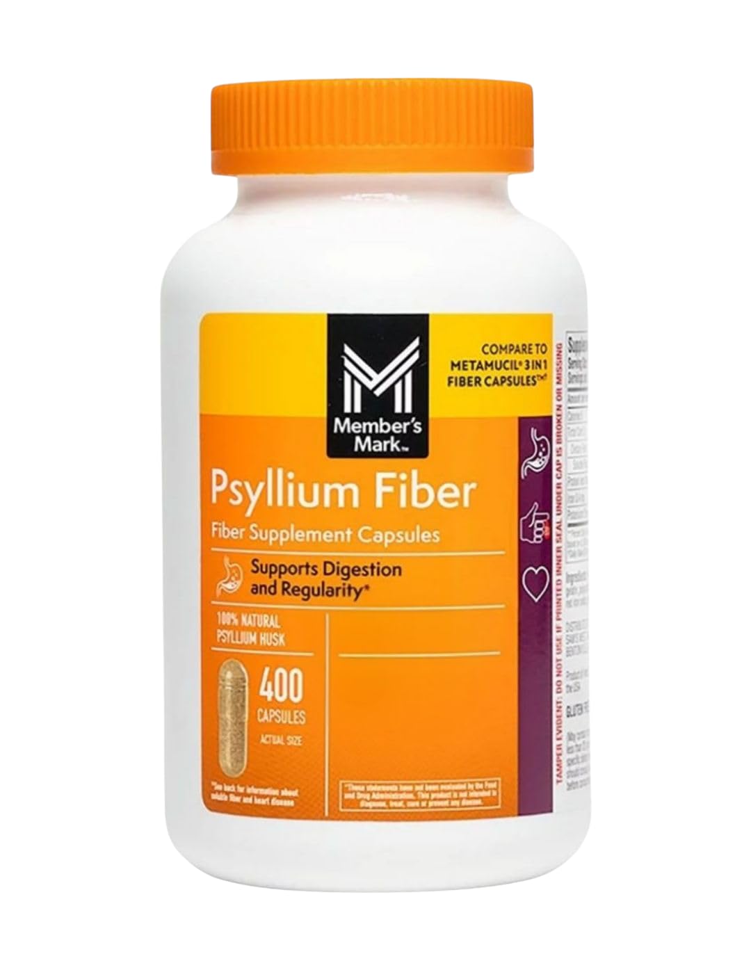 Psyllium husk fiber capsules similar to national brands
