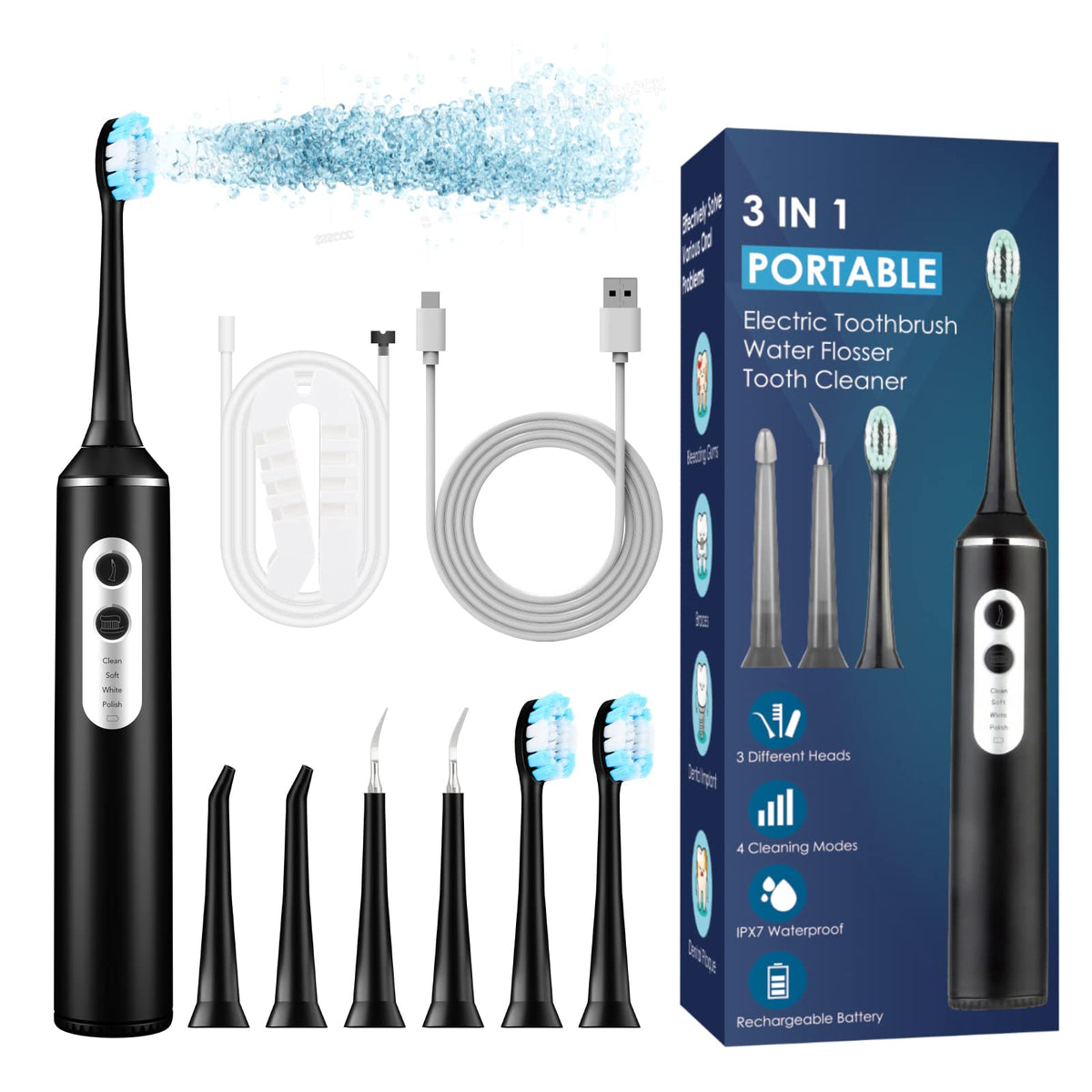 Simnoble 3-in-1 electric toothbrush and water flosser unit front view