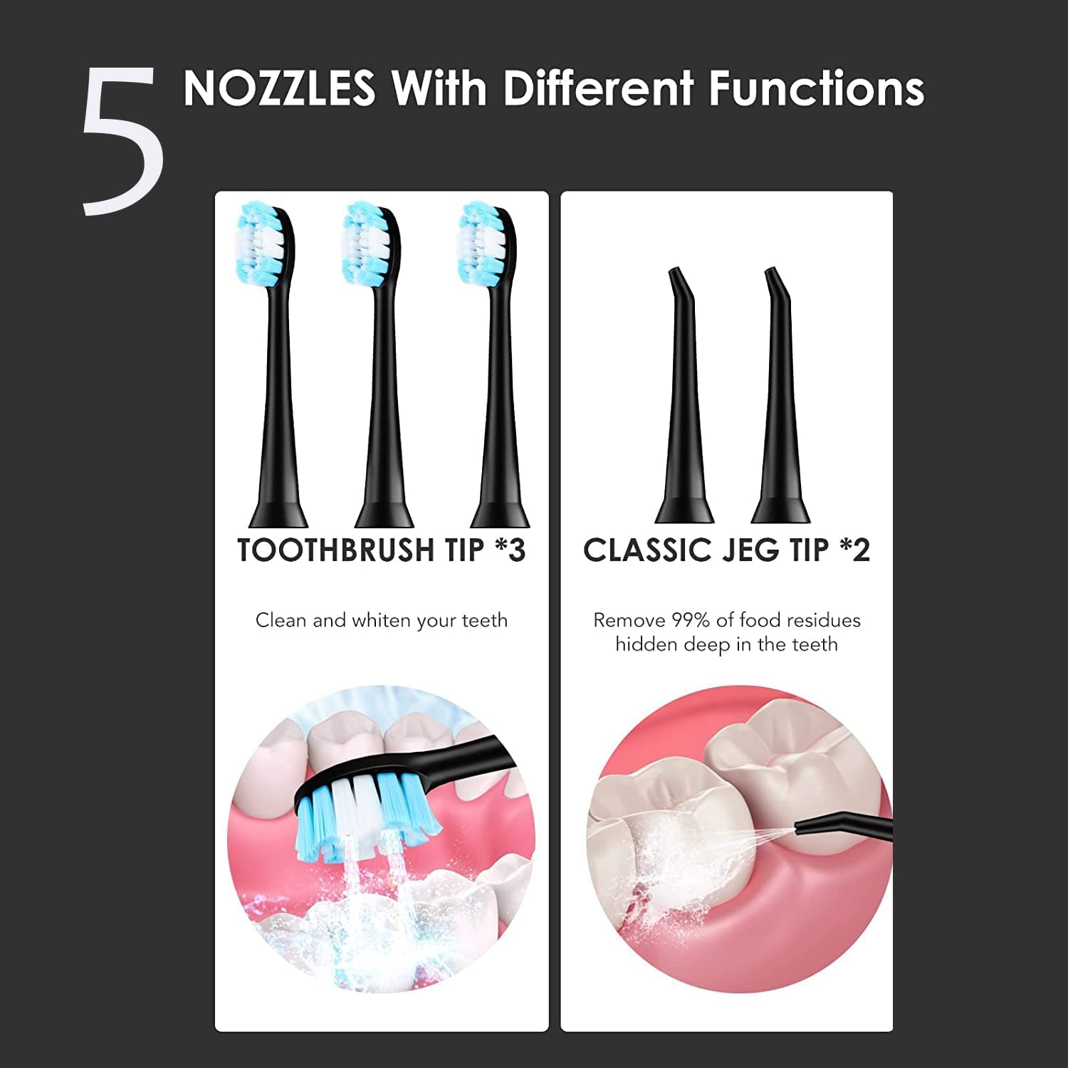Device showing four cleaning modes: Clean, White, Polish, Soft