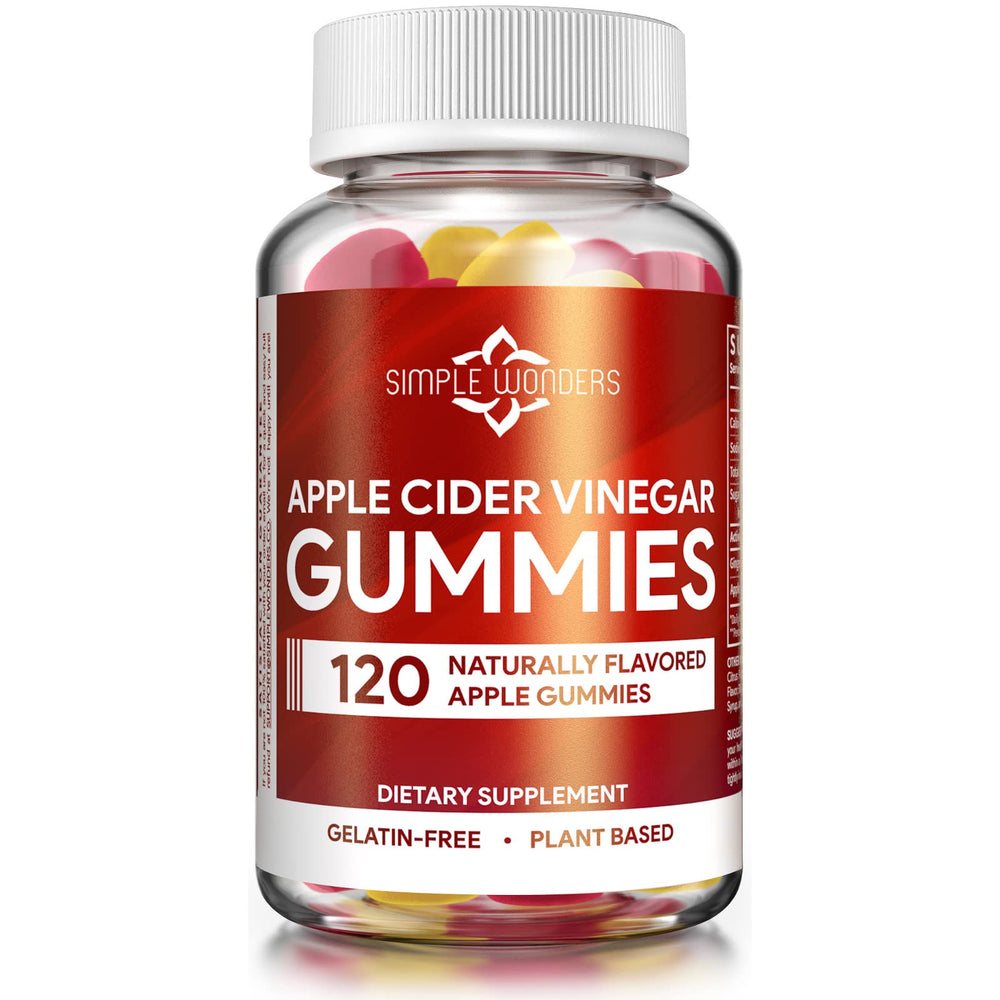 SIMPLE WONDERS ACV gummies bottle promotes daily wellness.