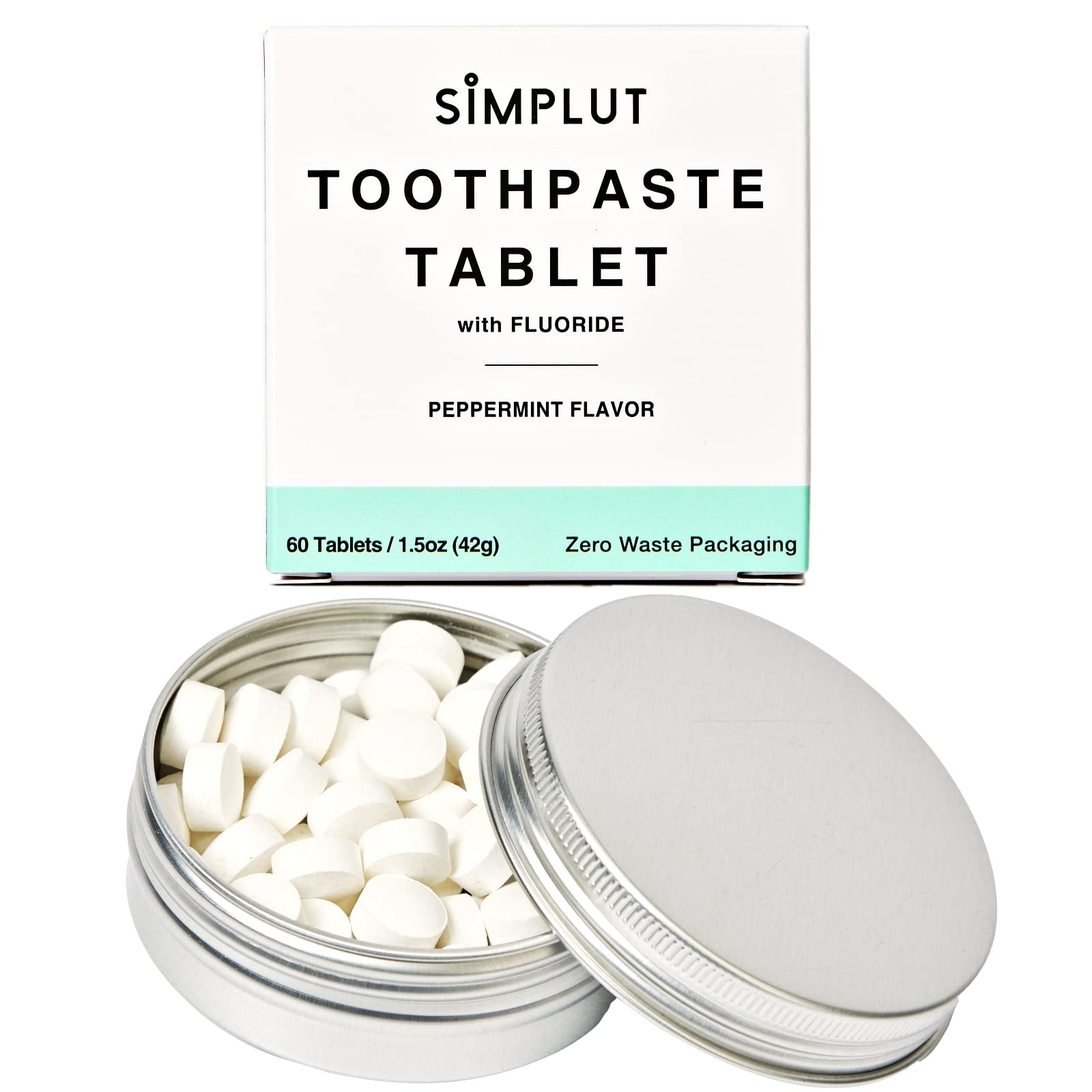 SIMPLUT chewable fluoride toothpaste tablets 60-pack travel size