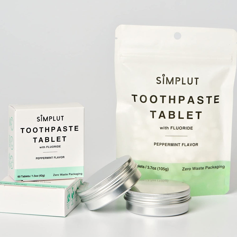 Zero-waste, recyclable travel packaging for SIMPLUT toothpaste tablets