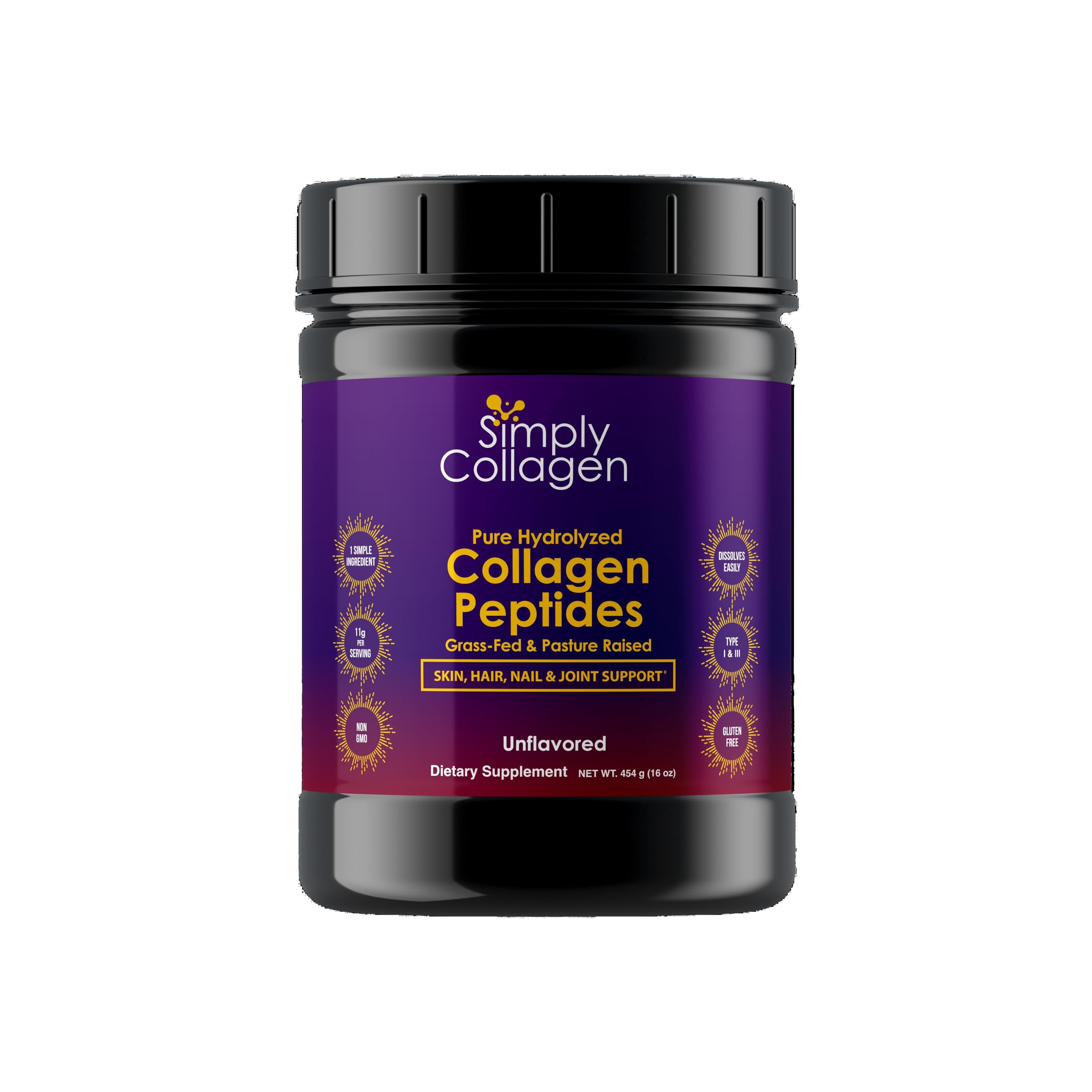 Front view of Simply Collagen bottle