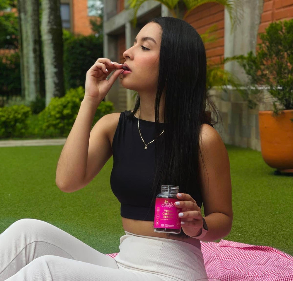 Close-up of ingredient list and nutrition on the Simply Collagen Gummies label