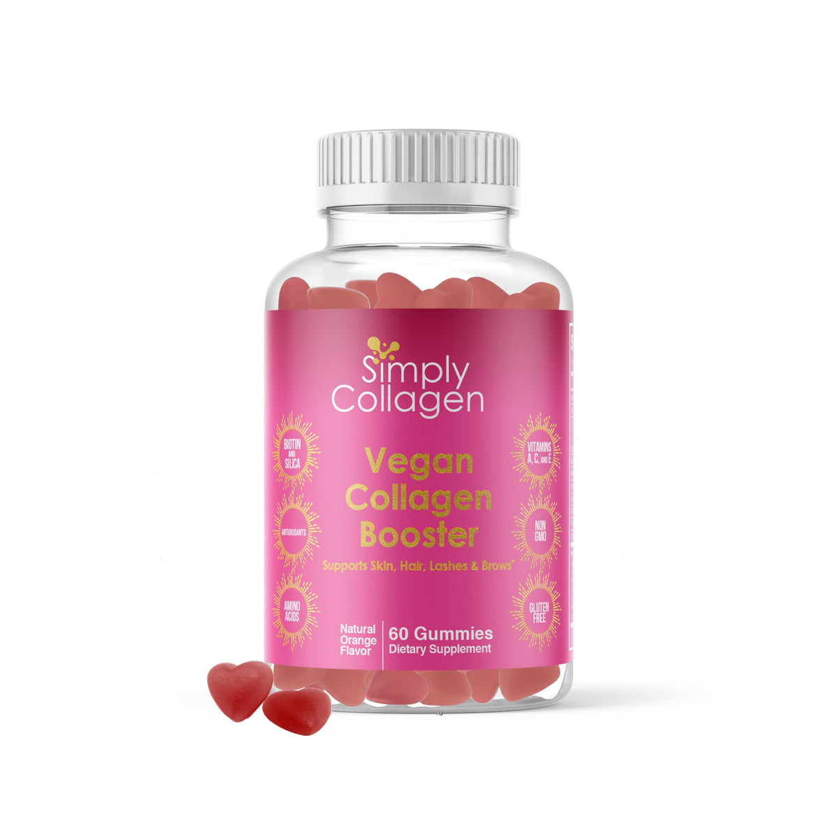 Front label of Simply Collagen Vegan Collagen Booster Gummies for Women and Men