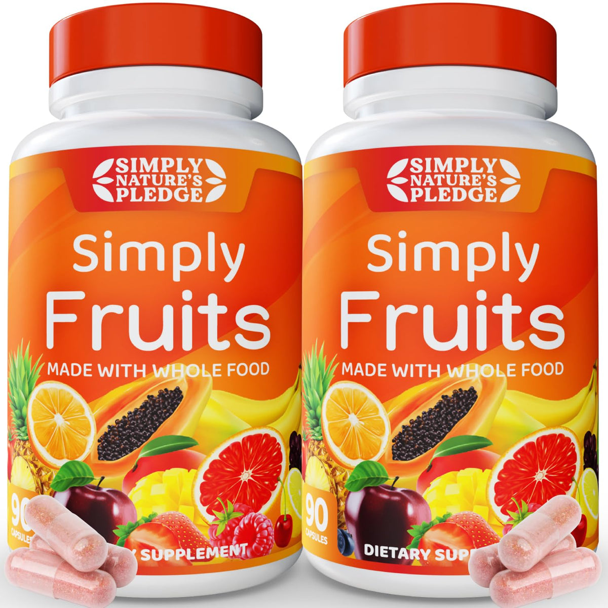 Bottle of Simply Nature's Pledge 90 Fruit Capsules - pack of 2