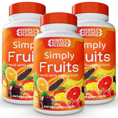 Front view of Simply Nature's Pledge 90 Fruit Capsules Pack of 3
